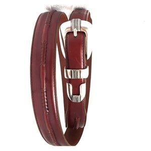 Brown Genuine Leather Belt Silvertone Buckle Sz 44